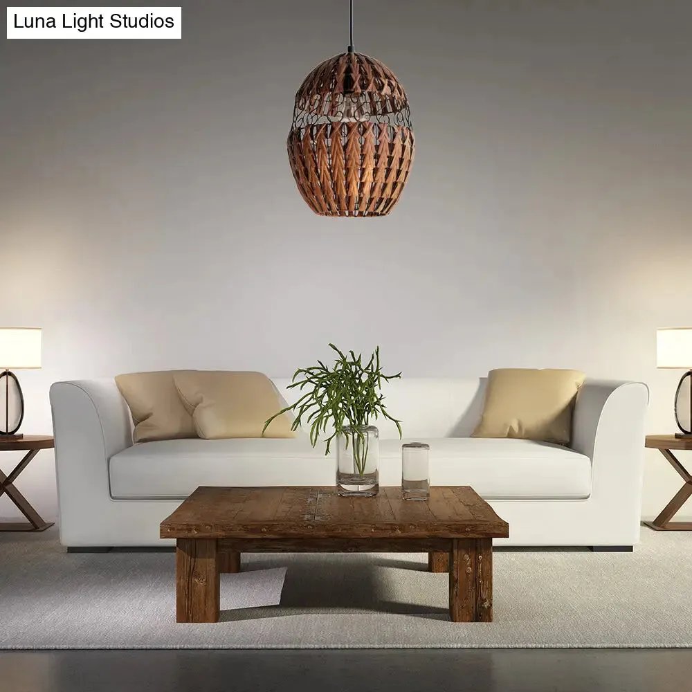 Rustic Rattan Hanging Ceiling Light & Pendant Lamp for Living Room