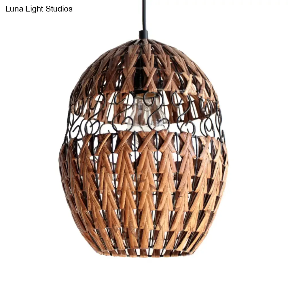 Rustic Rattan Hanging Ceiling Light & Pendant Lamp for Living Room