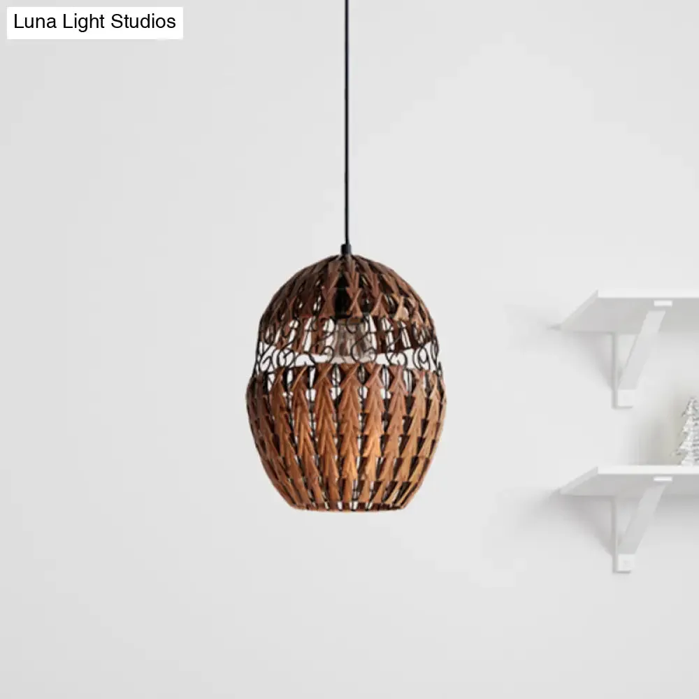 Rustic Rattan Hanging Ceiling Light & Pendant Lamp for Living Room