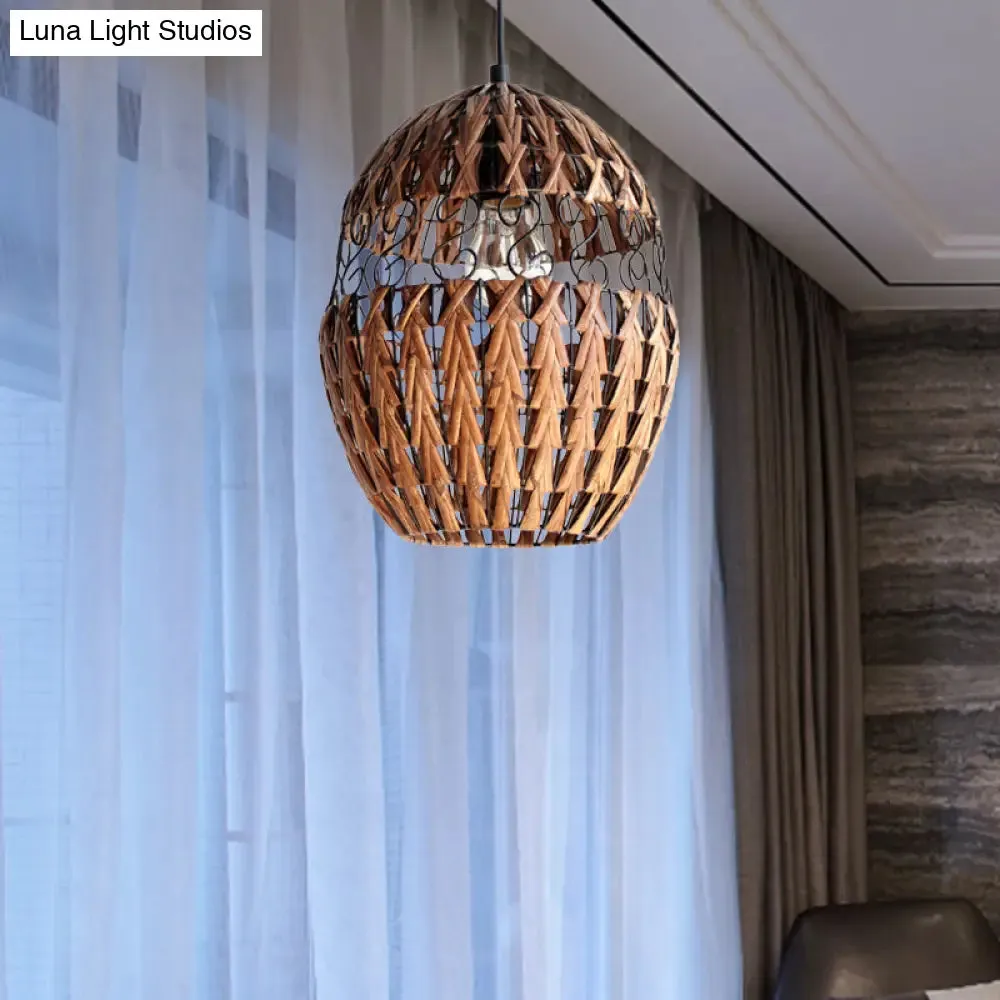 Rustic Rattan Hanging Ceiling Light & Pendant Lamp for Living Room