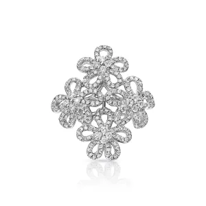 Salem 2 Carat Floral Cocktail Ring in 14kt White Gold For Ladies