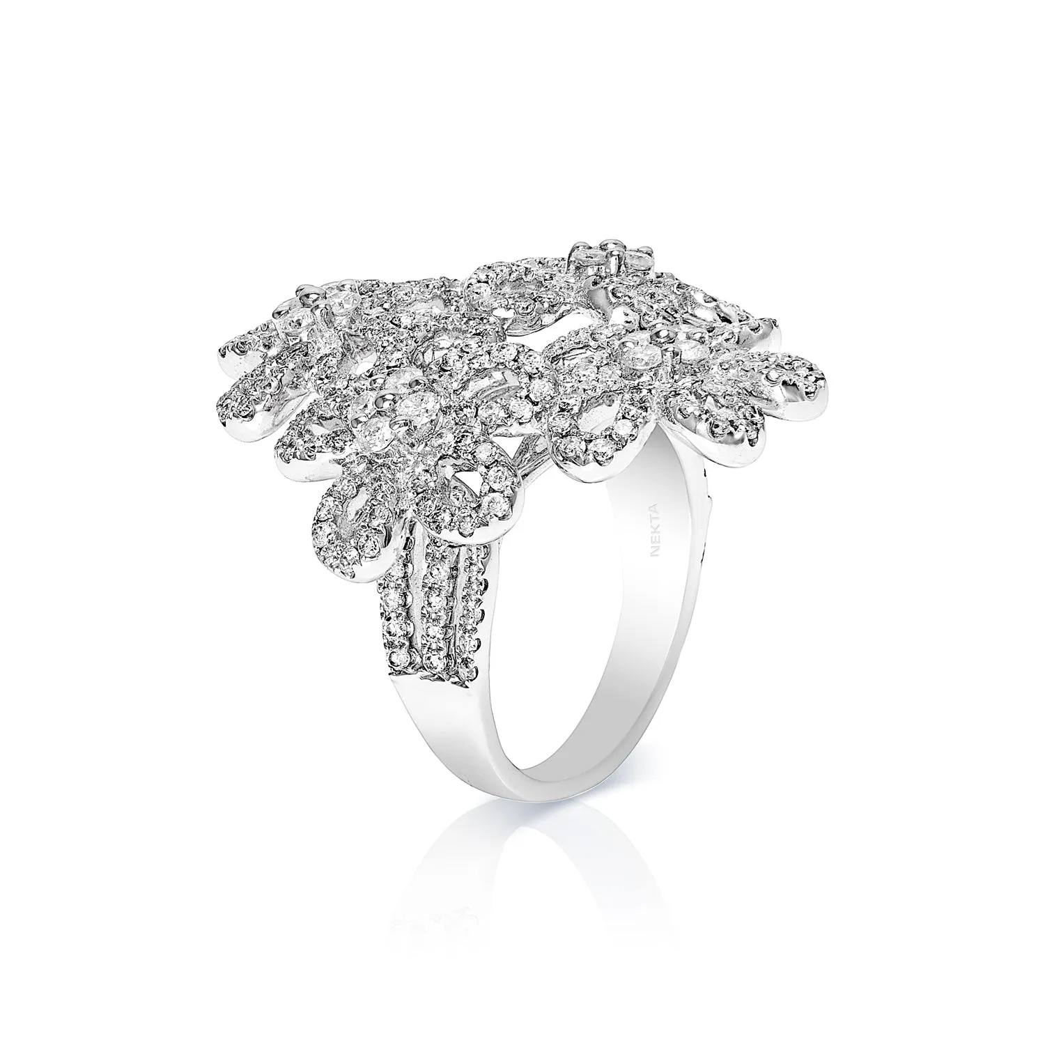 Salem 2 Carat Floral Cocktail Ring in 14kt White Gold For Ladies