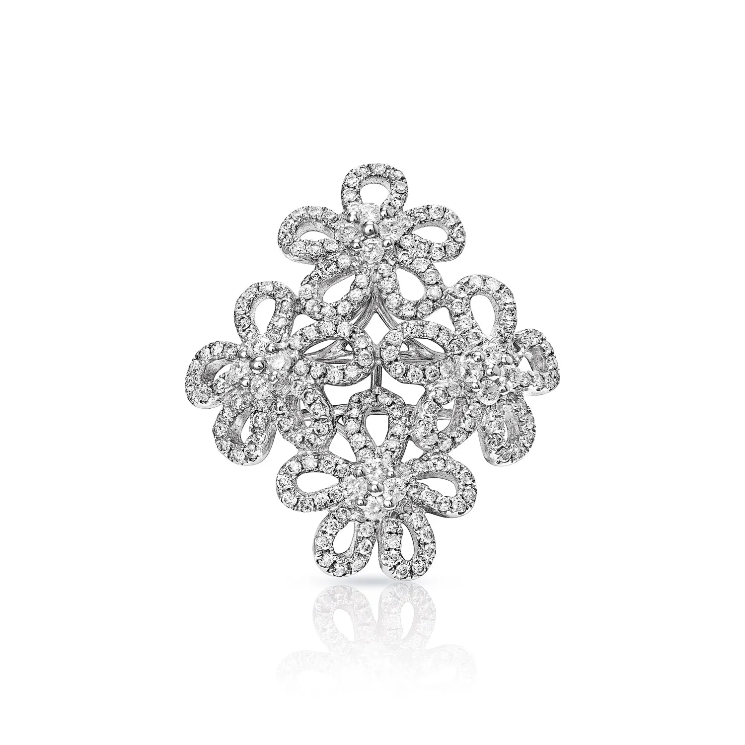 Salem 2 Carat Floral Cocktail Ring in 14kt White Gold For Ladies