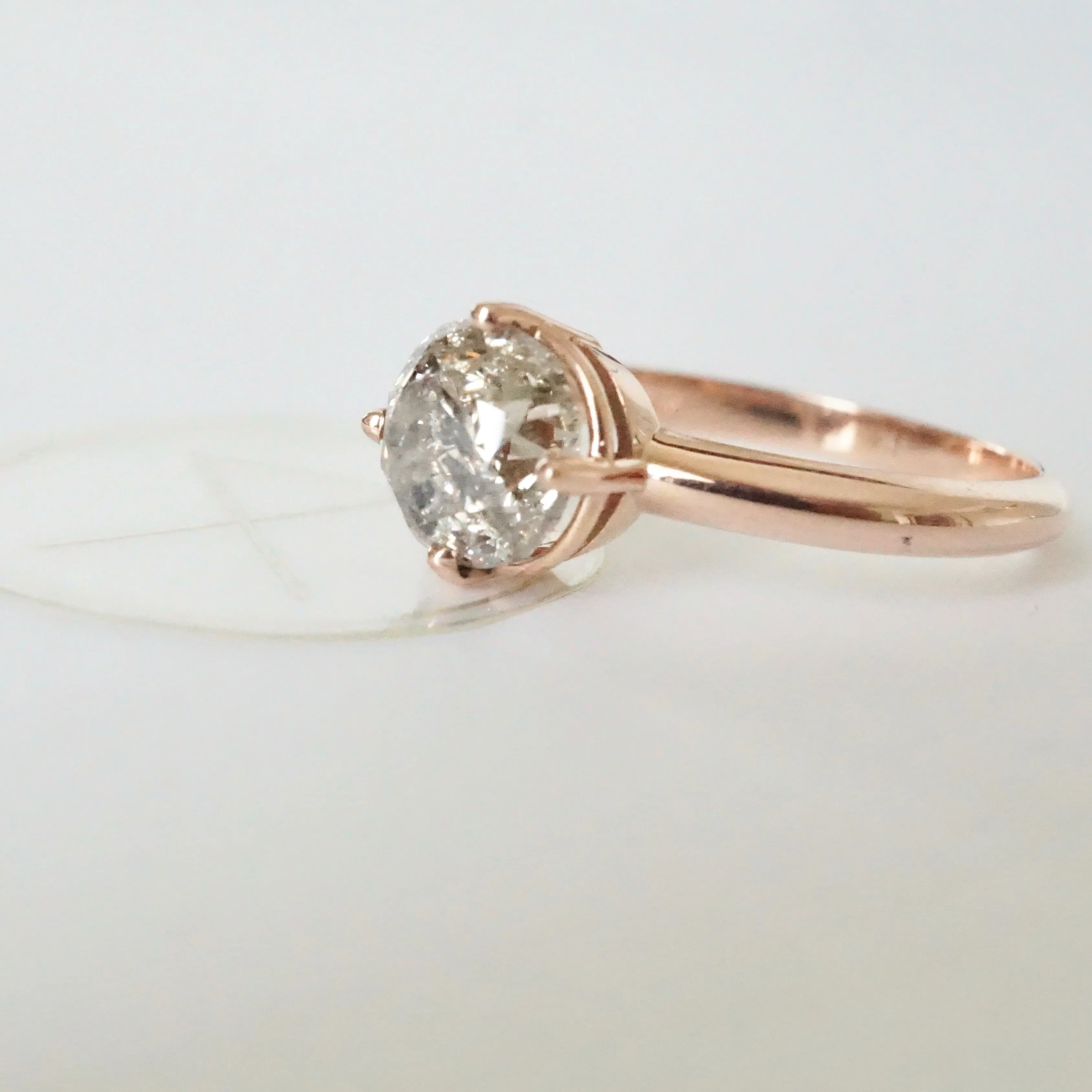 Salt and Pepper Diamond Engagement Ring - Grey Diamond Ring - Rose Gold Diamond Ring