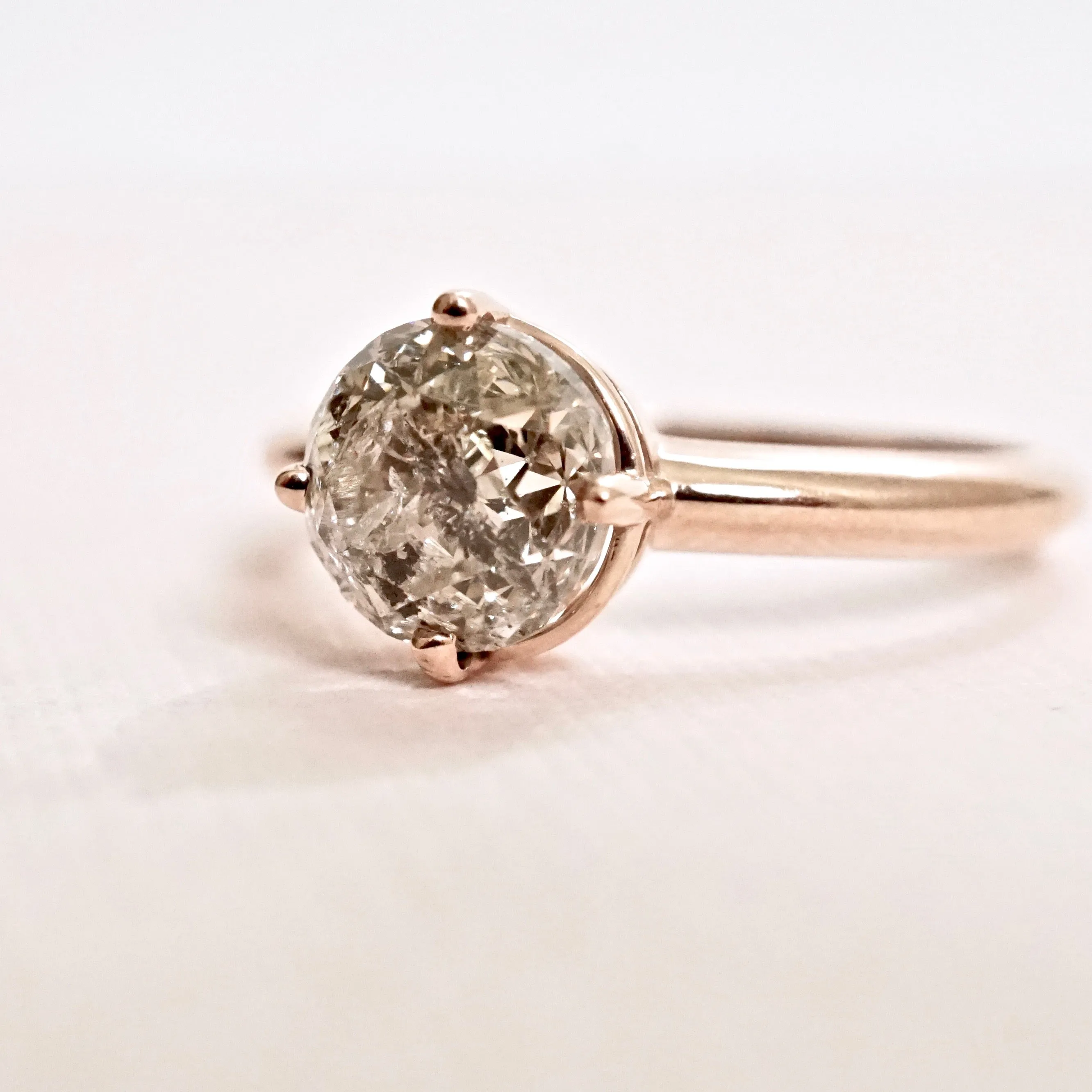 Salt and Pepper Diamond Engagement Ring - Grey Diamond Ring - Rose Gold Diamond Ring