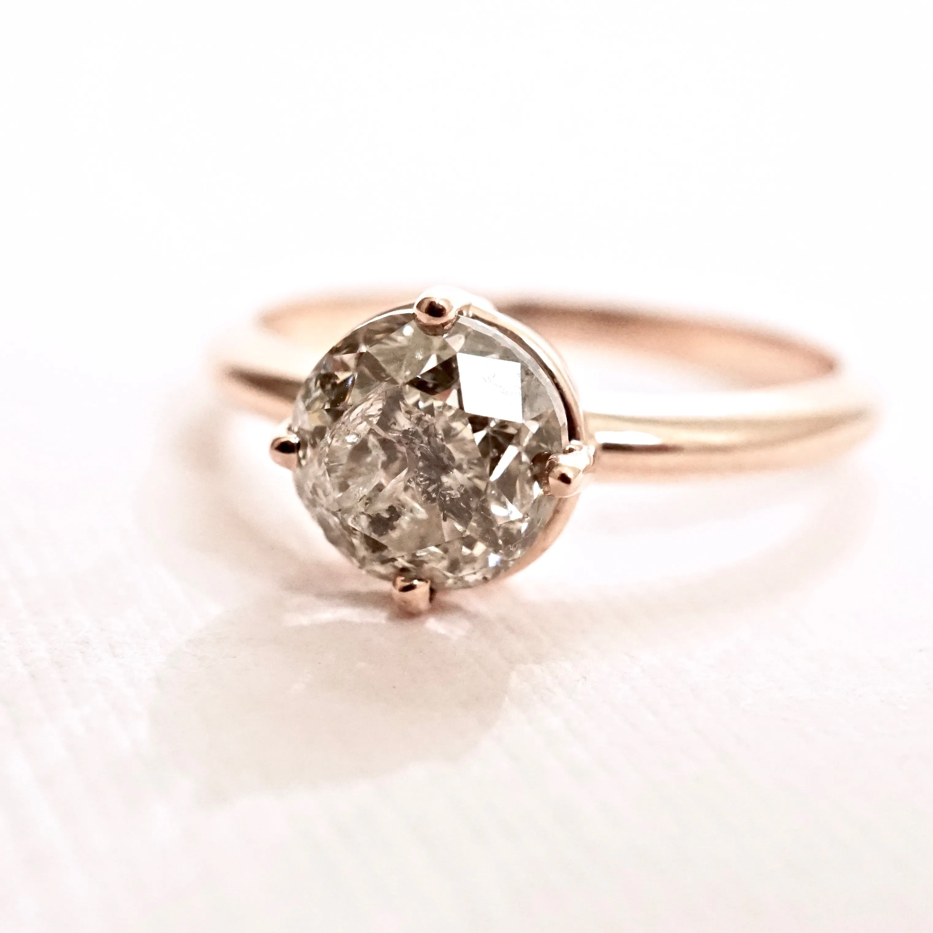 Salt and Pepper Diamond Engagement Ring - Grey Diamond Ring - Rose Gold Diamond Ring