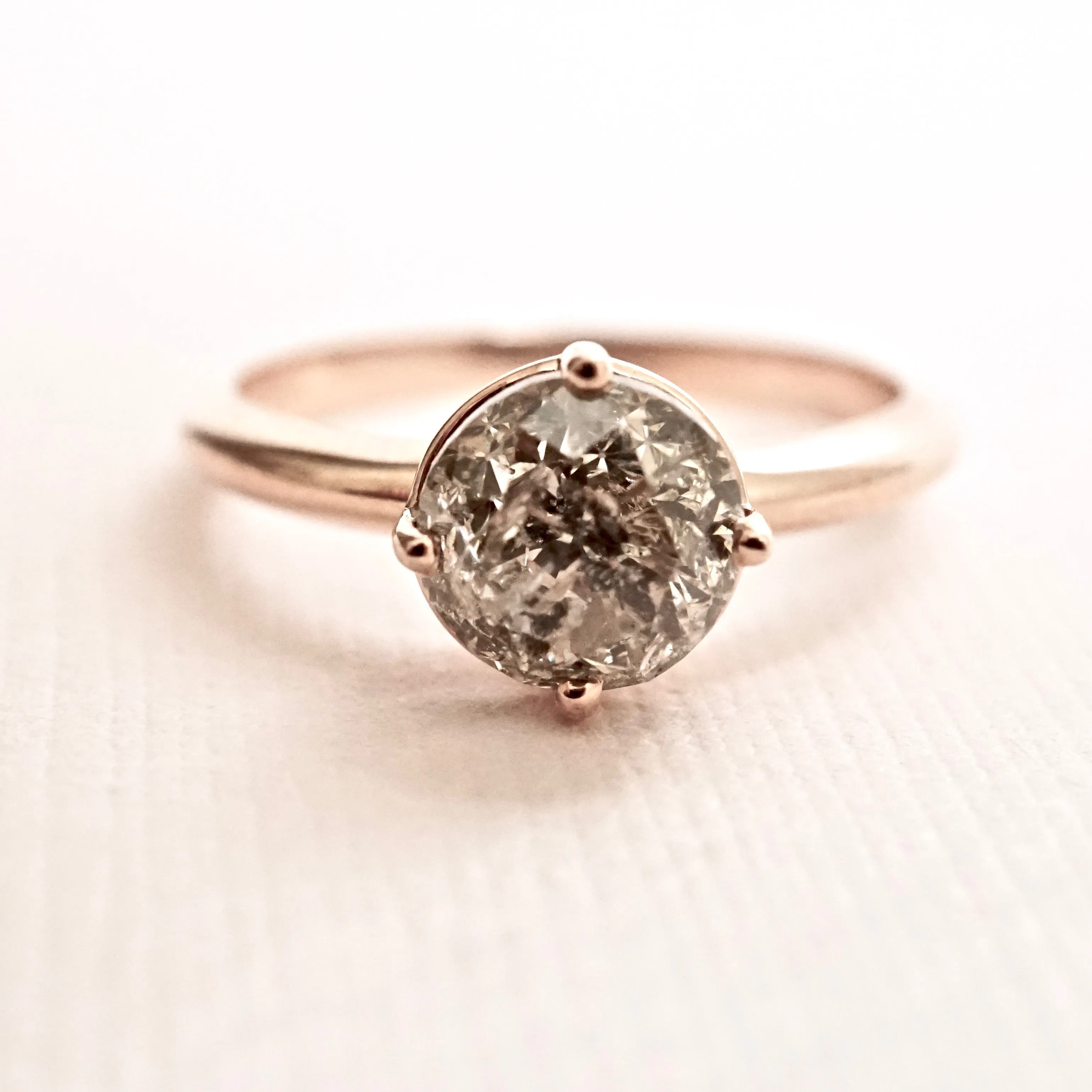 Salt and Pepper Diamond Engagement Ring - Grey Diamond Ring - Rose Gold Diamond Ring