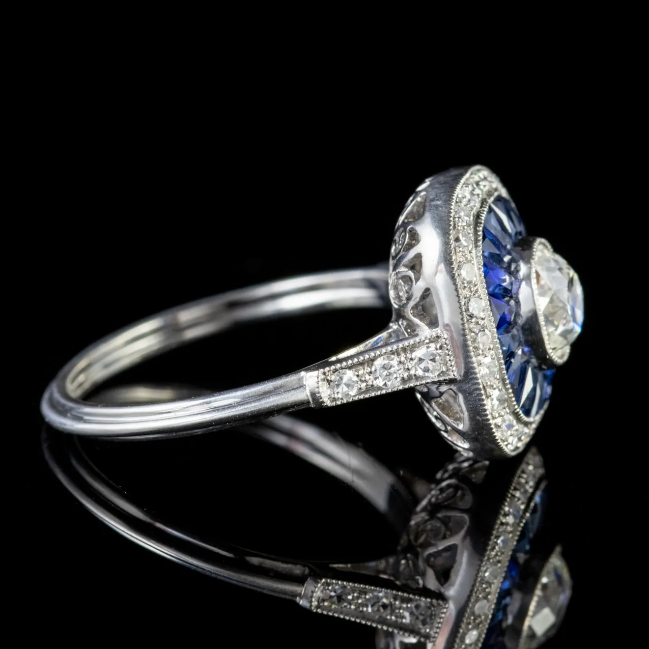 Sapphire Diamond Ring Platinum Engagement Ring