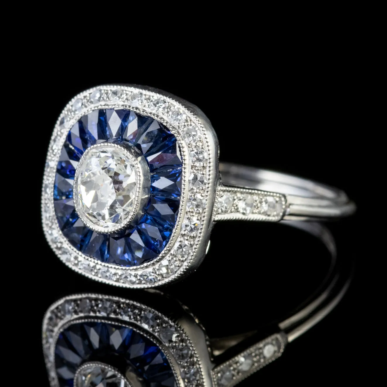 Sapphire Diamond Ring Platinum Engagement Ring