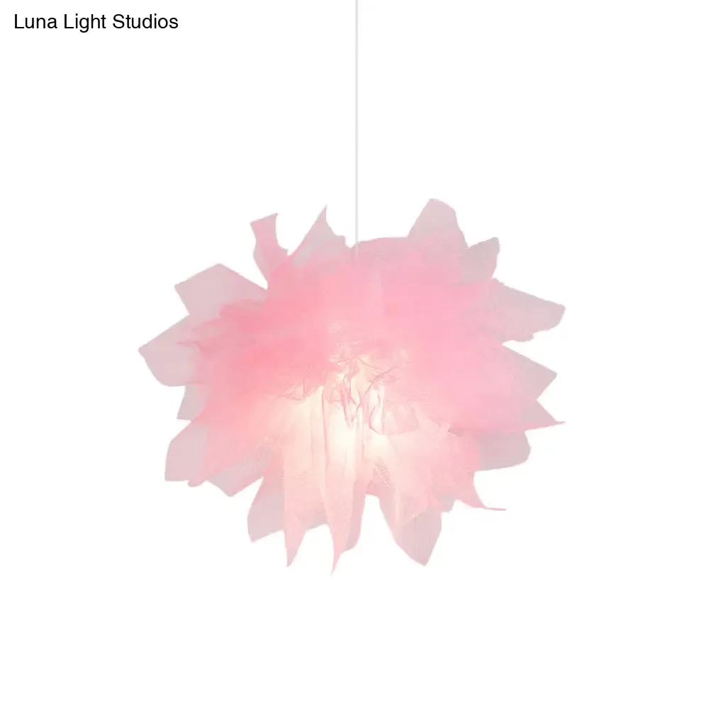 Sheer Flower Ceiling Pendant Light - Modern 1 Light - 18"/27" Width - White/Blue/Pink - Suspended Lamp for Bedroom