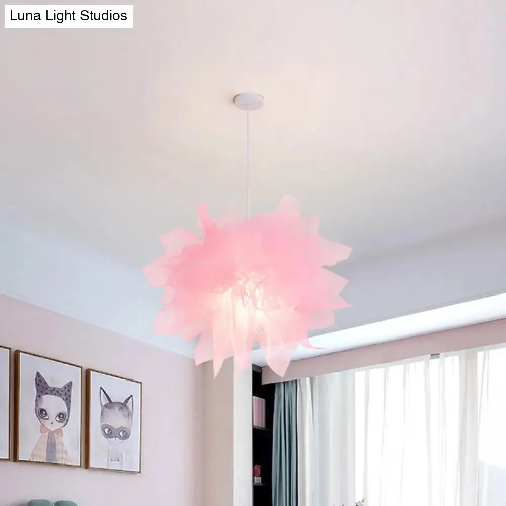 Sheer Flower Ceiling Pendant Light - Modern 1 Light - 18"/27" Width - White/Blue/Pink - Suspended Lamp for Bedroom