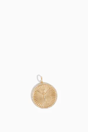 Shining Butterfly Disc Pendant in 14k Yellow Gold