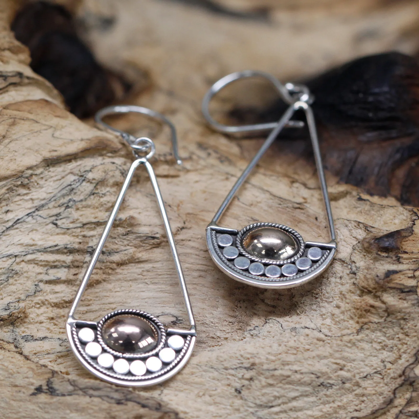 Silver & Gold Earring - Luna Balance | Ethically Sourced Elegant Jewelry