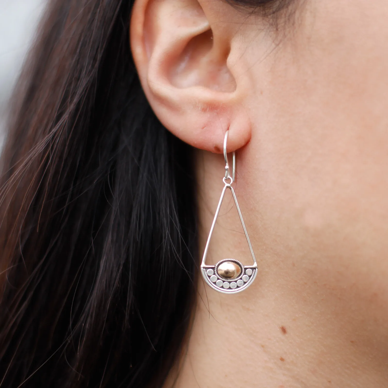 Silver & Gold Earring - Luna Balance | Ethically Sourced Elegant Jewelry