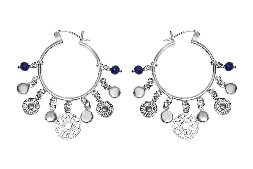 Silver Hoop Charms Earrings