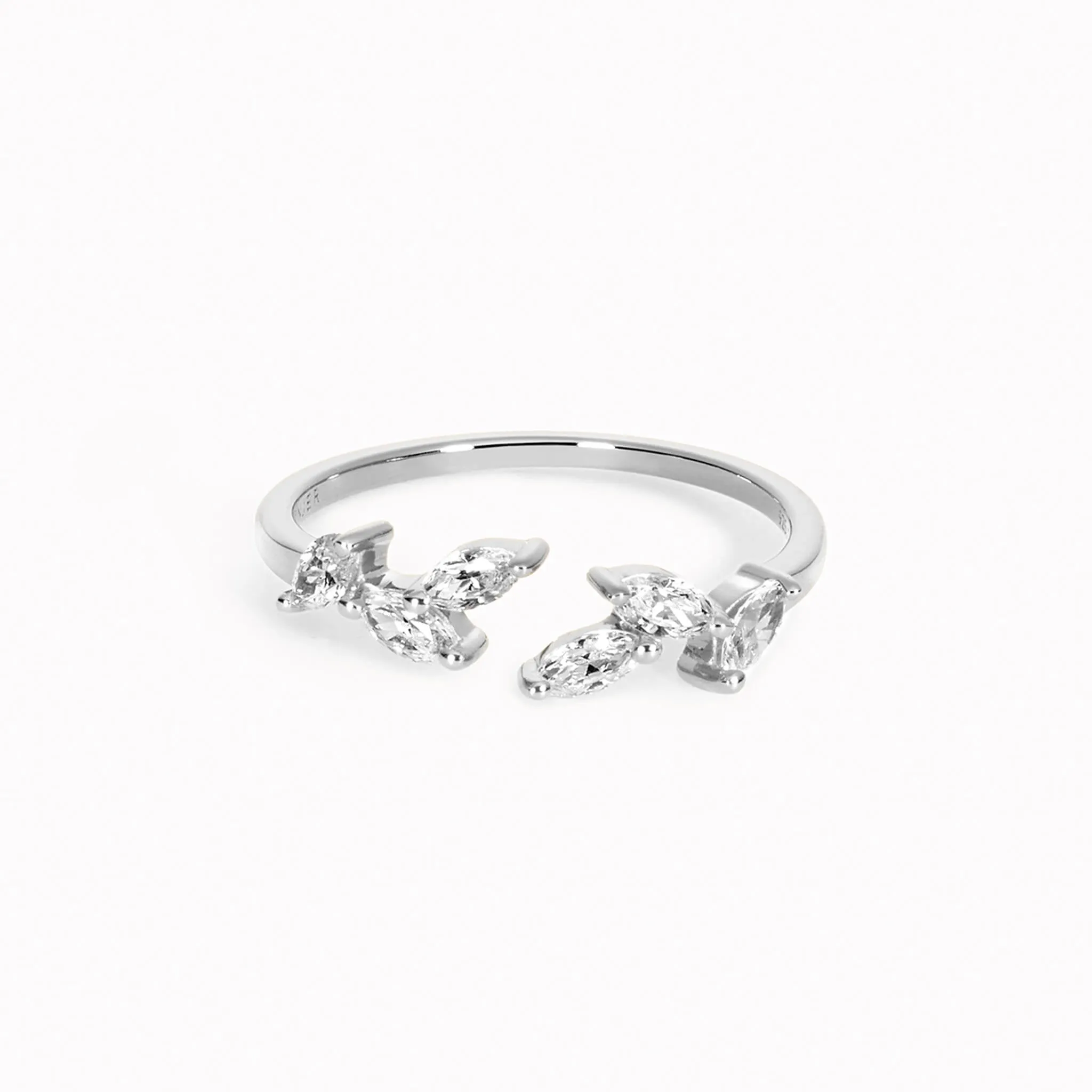 Silver Open Leaf Ring - Ada