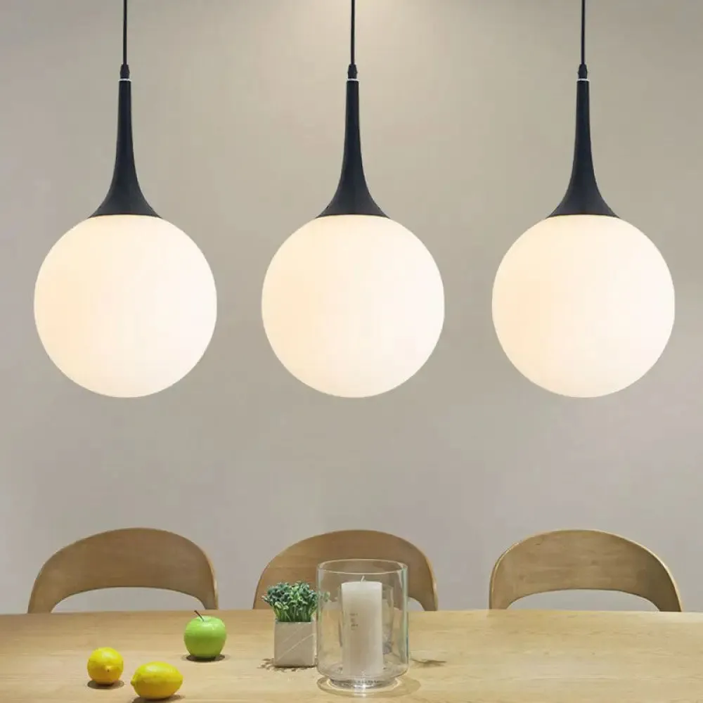 Sleek 1-Light Suspension Pendant: Minimalist Glass Hanging Light for Dining Room