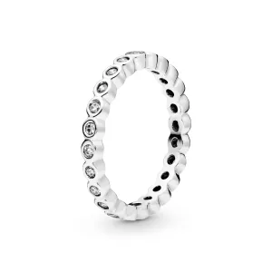 Small round eternity silver ring with cubic zirconia