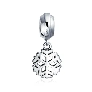 Snowflake Christmas Charm Bead Sterling Silver for European Bracelets