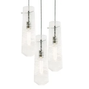 Spun 16 in. 3 Lights Pendant Light Satin Nickel Finish Clear Shade