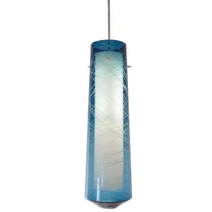 Spun 5 in. LED Pendant Light 3000K Satin Nickel Finish, 120V Steel Blue Shade