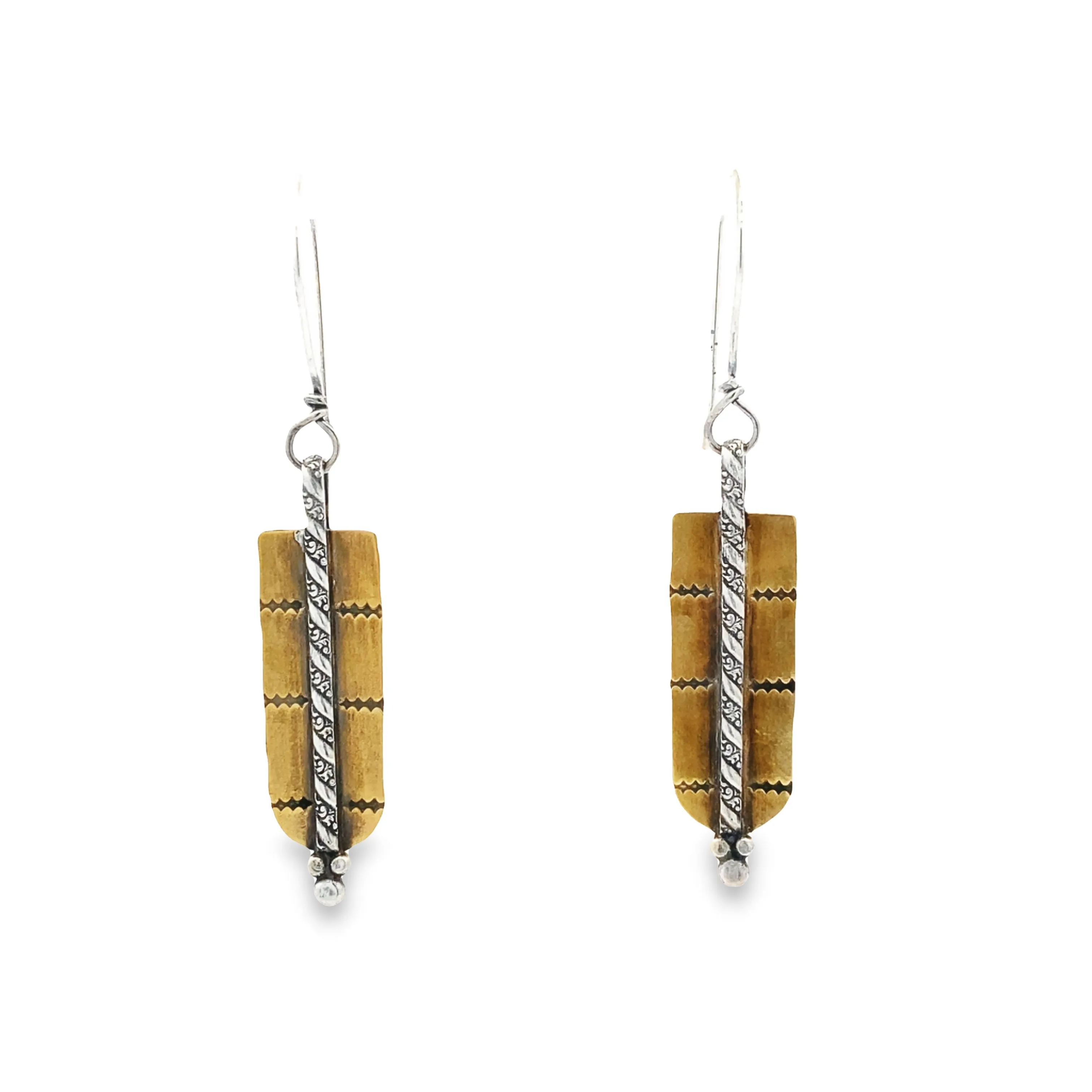 Sterling Silver and Brass Elongated Earrings