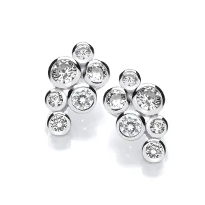 Sterling Silver Bubble CZ Stud Earrings