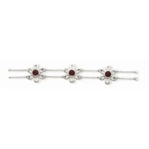 Sterling Silver Garnet Flower Bracelet