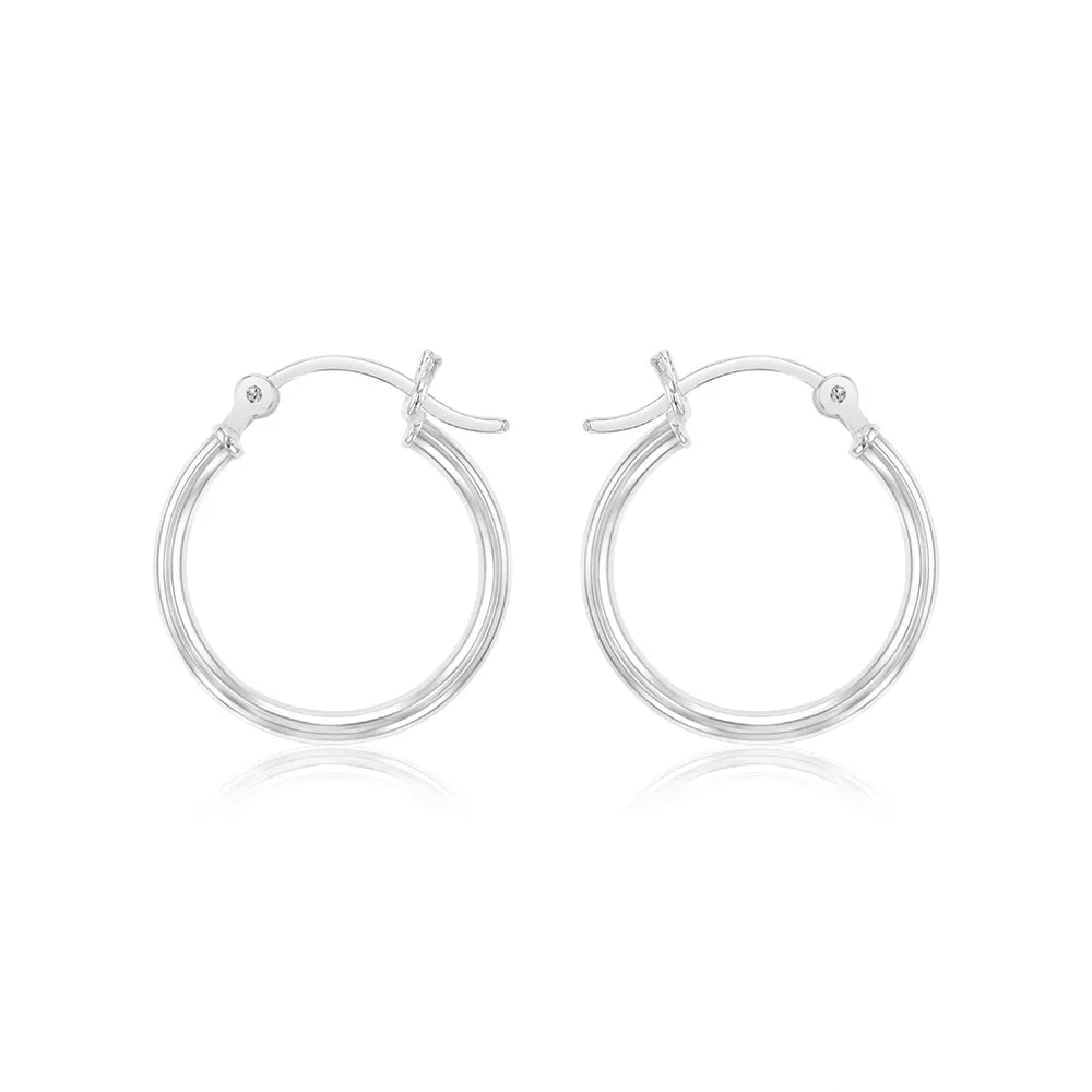 Sterling Silver Plain Round 20mm Hoop Earrings