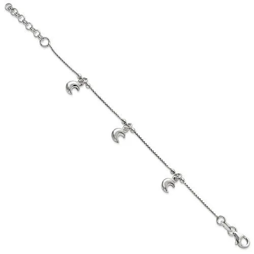 Sterling Silver Polished Moon Childrens Bracelet