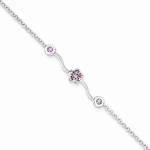 Sterling Silver Purple Cz Childs Bracelet