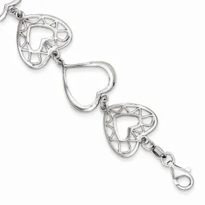 Sterling Silver Rhodium Polished Heart Charm