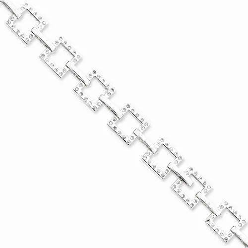 Sterling Silver Square Cz Bracelet