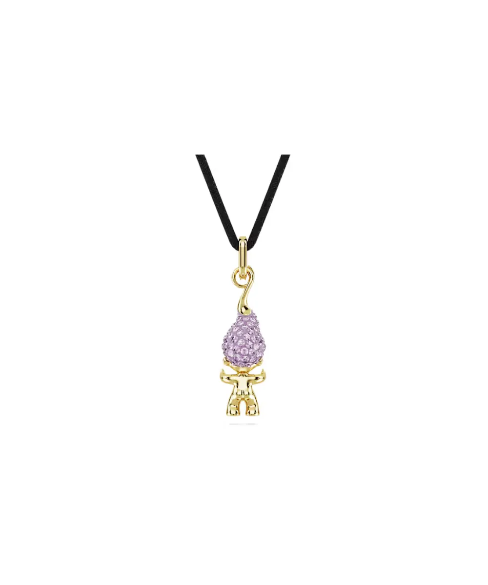 SWAROVSKI GOOD LUCK TROLLS PENDANT, TROLL,PURPLE,GOLD-TONE PLATED