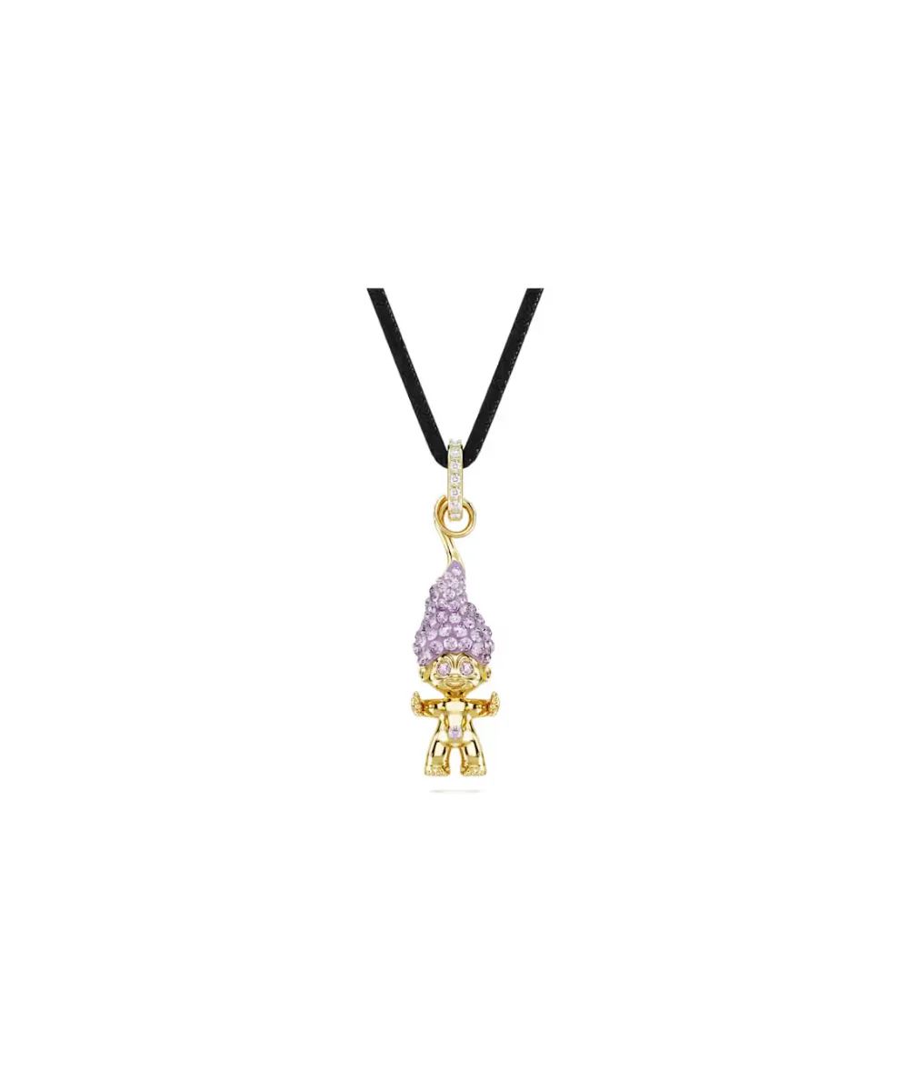 SWAROVSKI GOOD LUCK TROLLS PENDANT, TROLL,PURPLE,GOLD-TONE PLATED