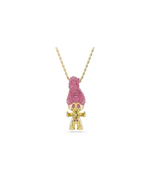 SWAROVSKI GOOD LUCK TROLLS PENDANT,TROLL,PINK,GOLD-TONE PLATED