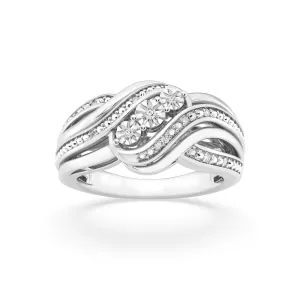 Swirl Dress Ring with 0.05ct of Diamonds in Sterling Silver