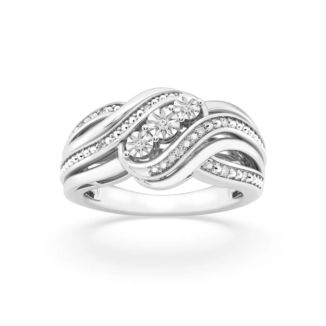 Swirl Dress Ring with 0.05ct of Diamonds in Sterling Silver