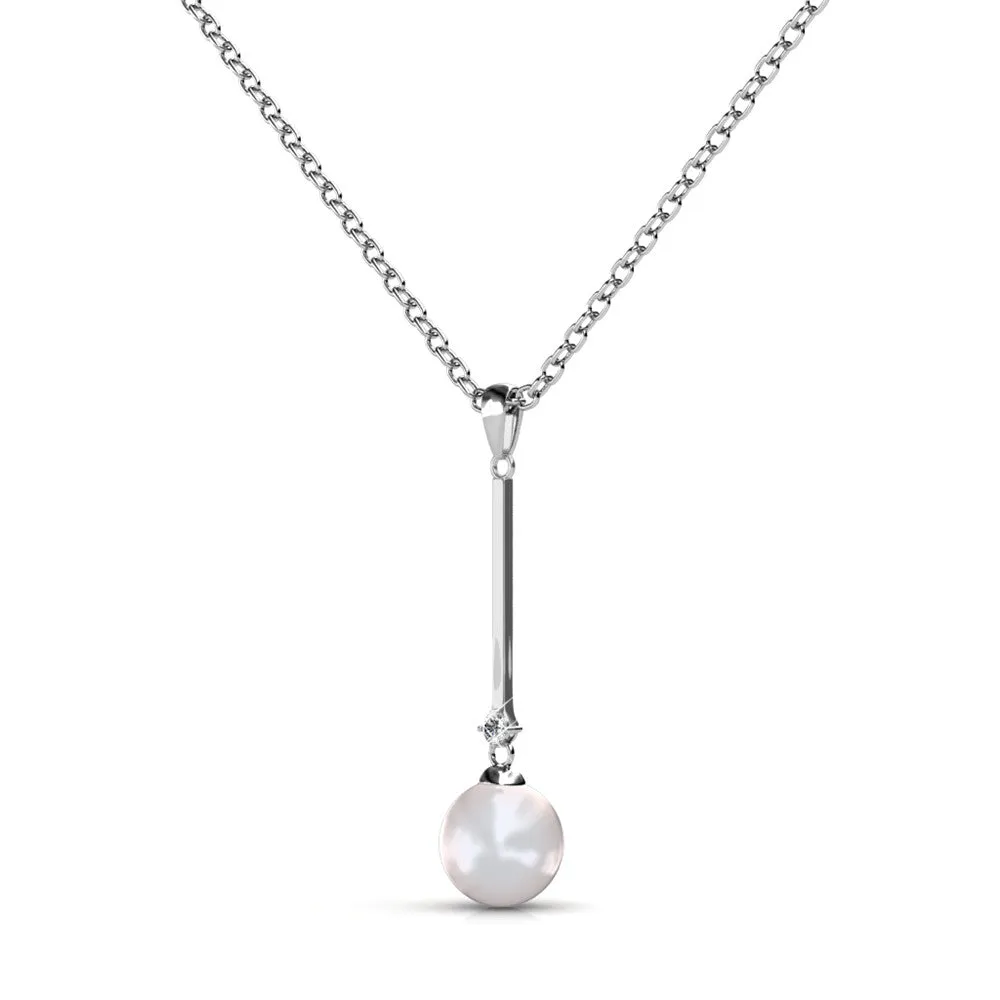 Tatum Dignified 18k White Gold Plated Pearl Pendant Necklace