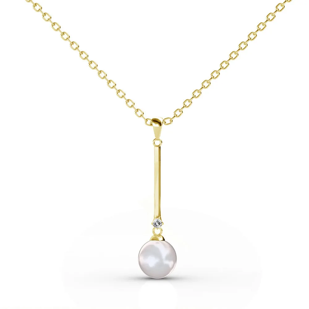 Tatum Dignified 18k White Gold Plated Pearl Pendant Necklace