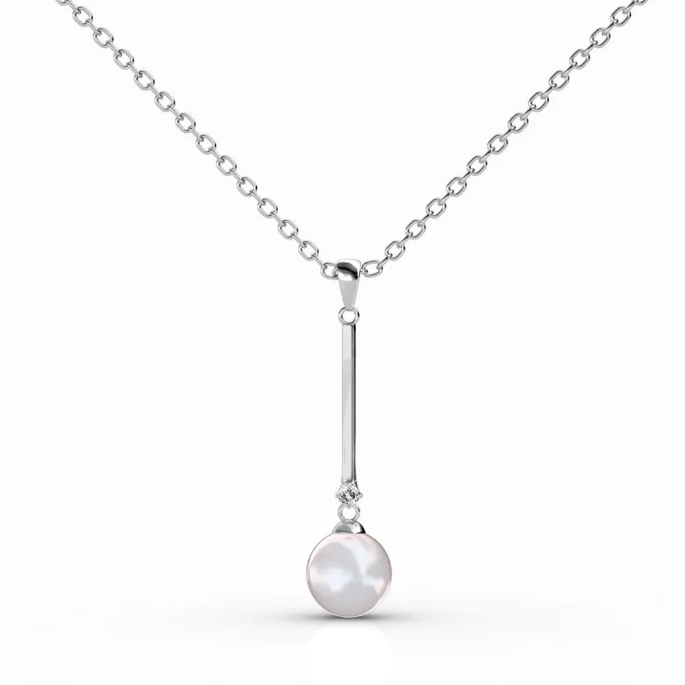 Tatum Dignified 18k White Gold Plated Pearl Pendant Necklace