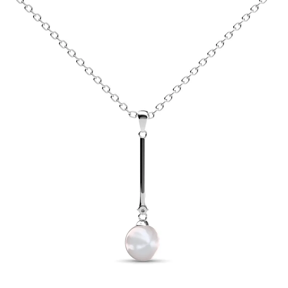 Tatum Dignified 18k White Gold Plated Pearl Pendant Necklace