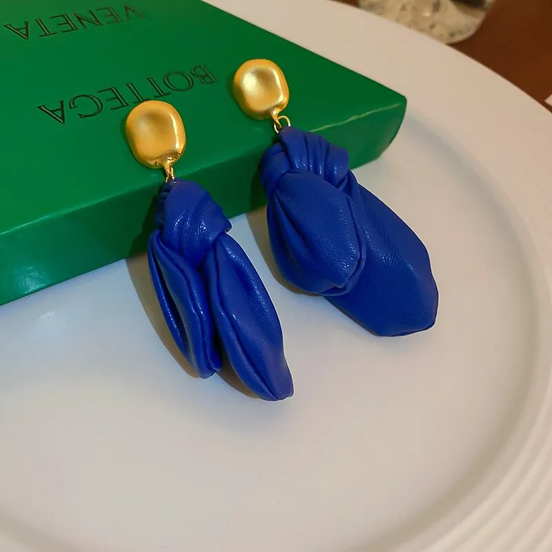 TEEK - Leather-Look Knotted Drop Earrings