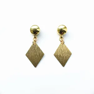 TI-GO Brushed Rhombus Golden Earrings