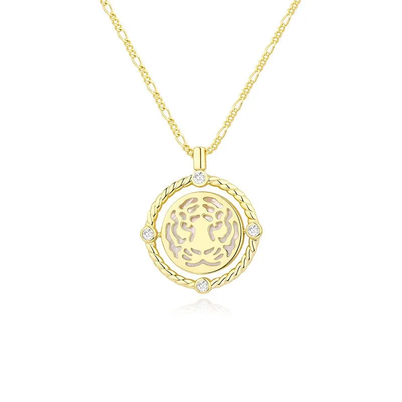 Tiger Mother Of Shell Gold Vermeil Necklace