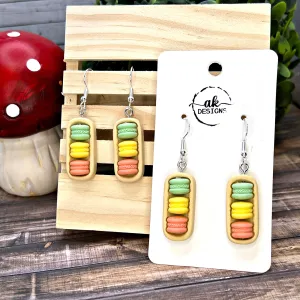 Tray of Miniature 3D French Macarons Kawaii  Earrings, Hypoallergenic Gift