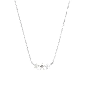 Triple CZ Star Necklace -Silver Plated