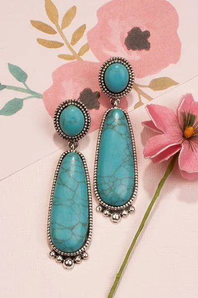 Turquoise Squash Blossom Dangle Earrings