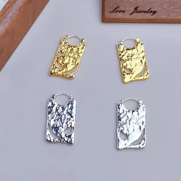 Unique Board Drop Earrings - Gold n Silver