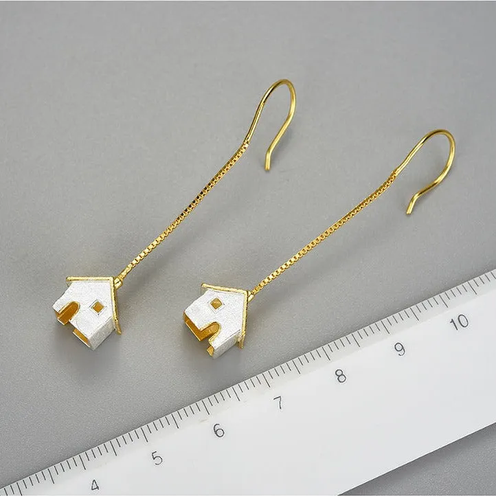 Unique Castle Long Hanging Dangle Earrings